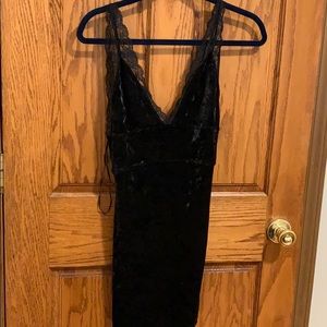 Free People Black velvet slip dress